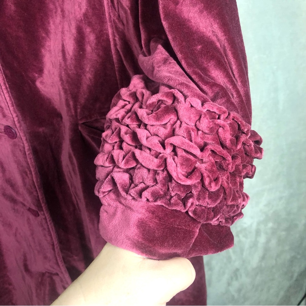 Hopeless Romantic Velvet Coat Size XXL Burgundy Victorian Whimsigoth 90s Witchy - Picture 3 of 13